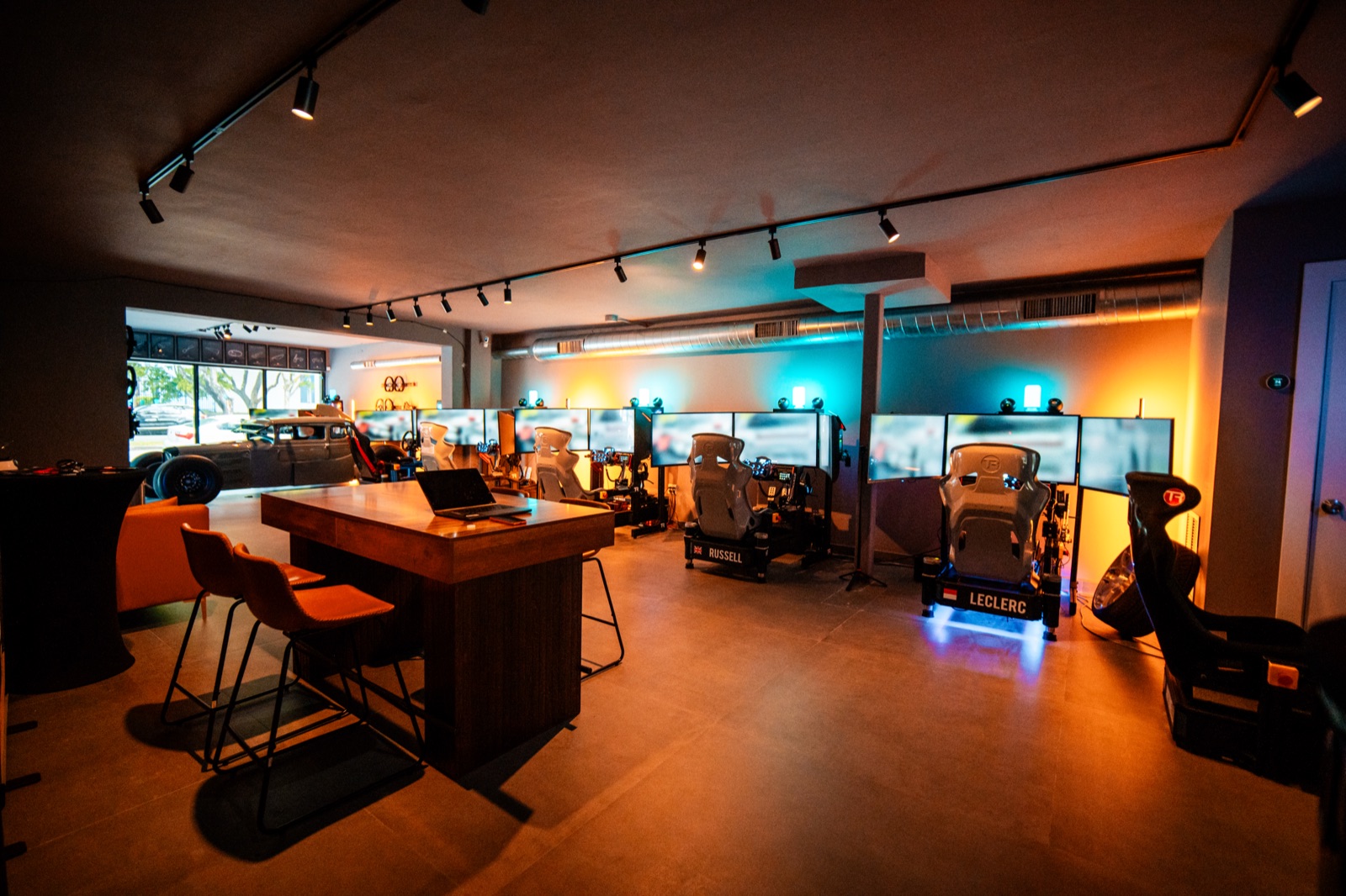 Racing simulator rental setup for event in Miramar, Florida