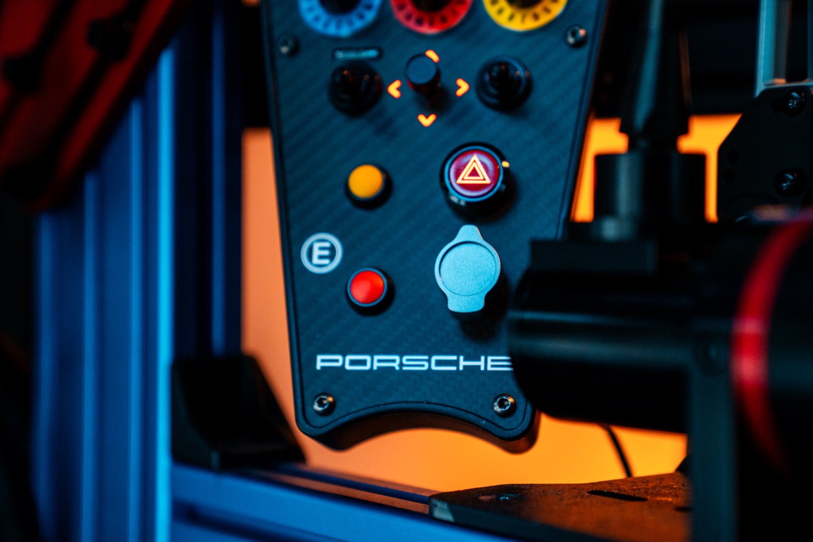 Full-motion racing simulator rig with triple screens in Wellington