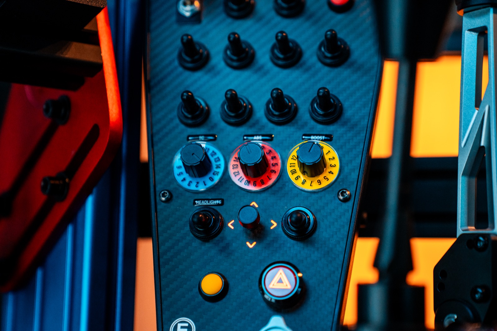 Full-motion racing simulator rig with triple screens in Lantana