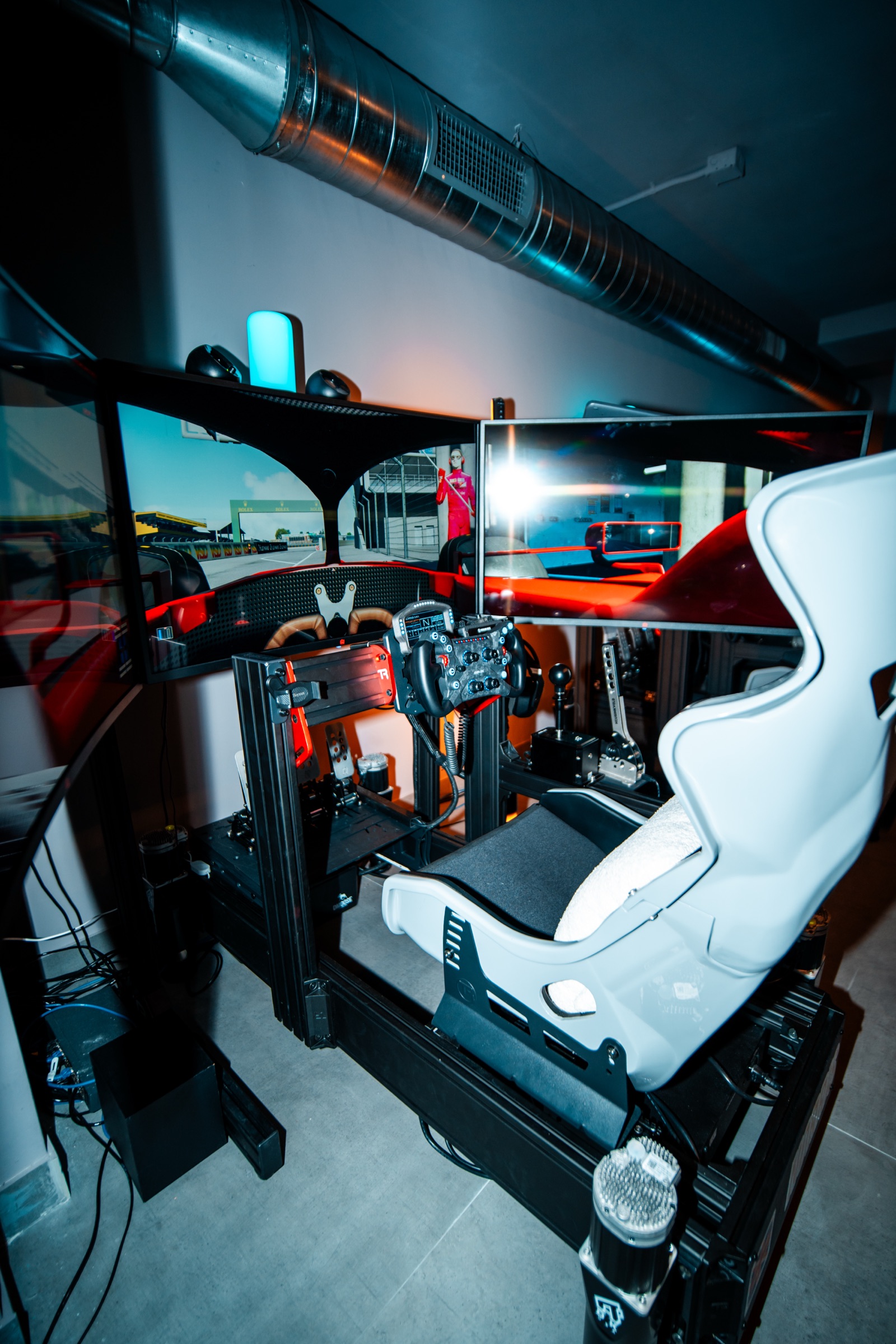 Racing simulator rental setup for event in Coral Springs, Florida